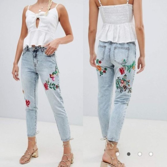 ASOS Denim - ASOS Only Tonni Floral Embroidered Jeans